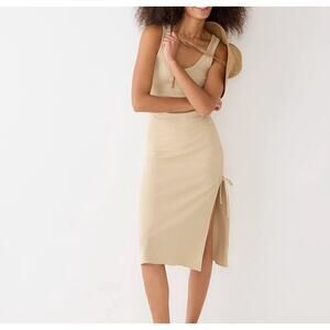 J.Crew Ruched Midi Dress Vintage Rib Tan Brown Sz S Bodycon Maxi - Worn 1x!